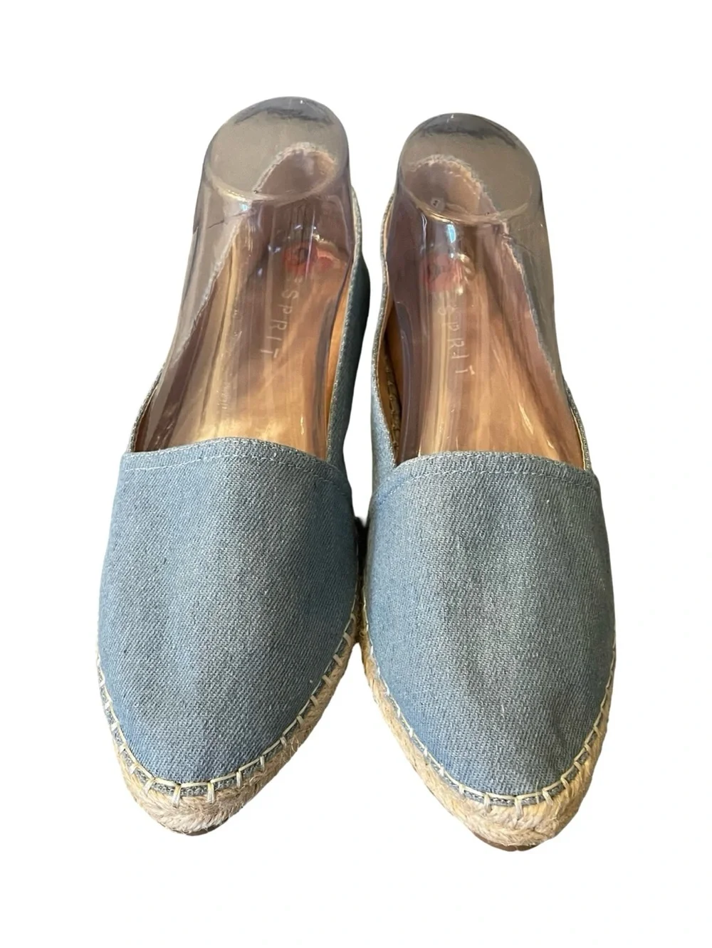 ESPRIT Wyoming Light Blue Chambray Denim Espadrilles Slip-On Shoes Jute Sole 9.5
